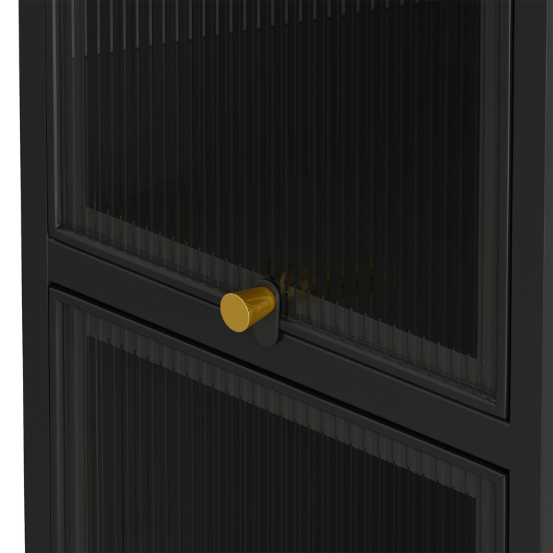 Armoire de porte moderne en verre à trois niveaux avec rangement à quatre niveaux