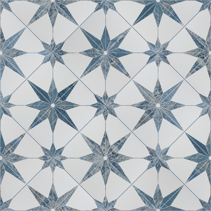 Cassis Stella 10" x 10" Porcelain Patterned Wall & Floor Tile, Blue