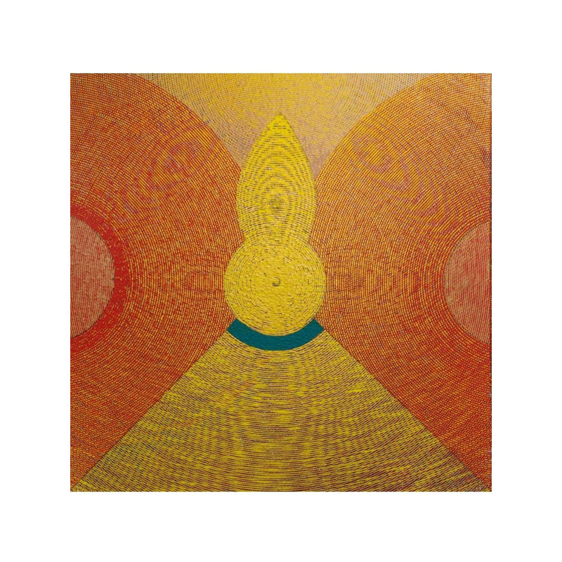 «Temple Vibration», peinture acrylique par Ghanshyam Gupta - 33 po x 33 po, art mural abstrait contemporain pour la méditation et la décoration spirituelle