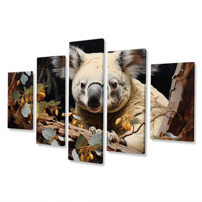 Koala Kudos - animaux, reproduction d'art sur toile - 5 panneaux