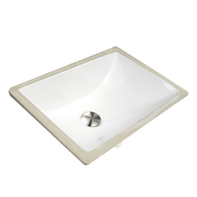 Lavabo de salle de bain rectangulaire encastré en céramique avec trop-plein Great Point