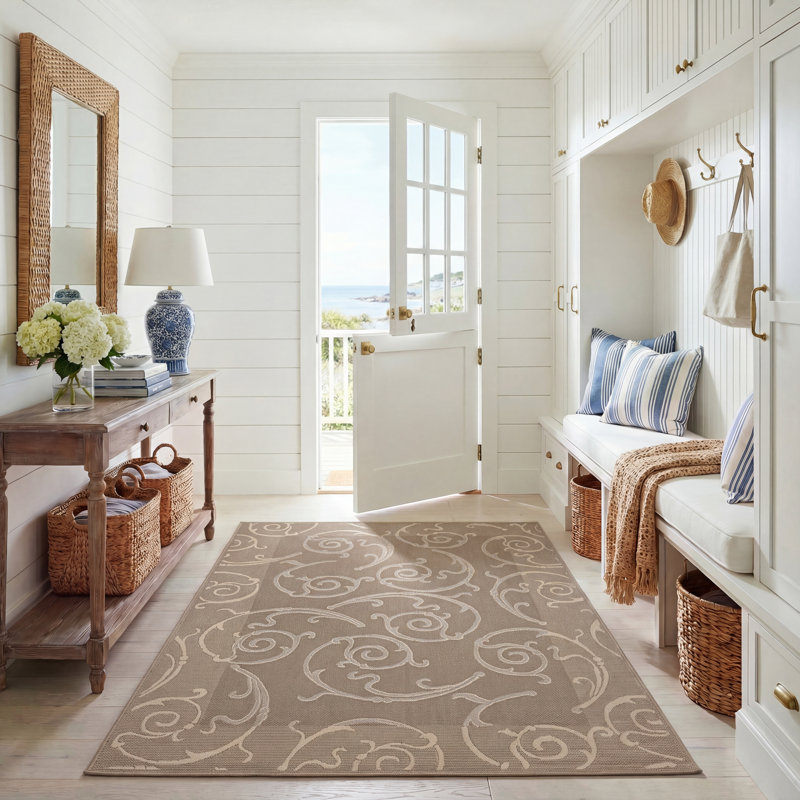 Tapis d'intérieur / extérieur Darryle, Rectangle 5 pi 3 po x 7 pi 7 po