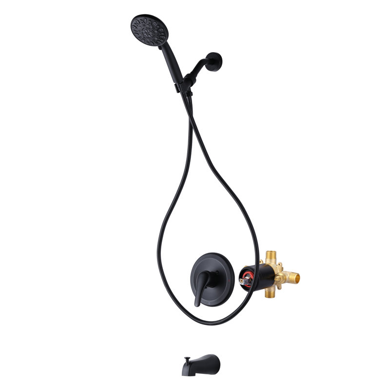 Single Handle 7-Spray Tub And Shower Faucet 1.8 Gpm, Matte Black