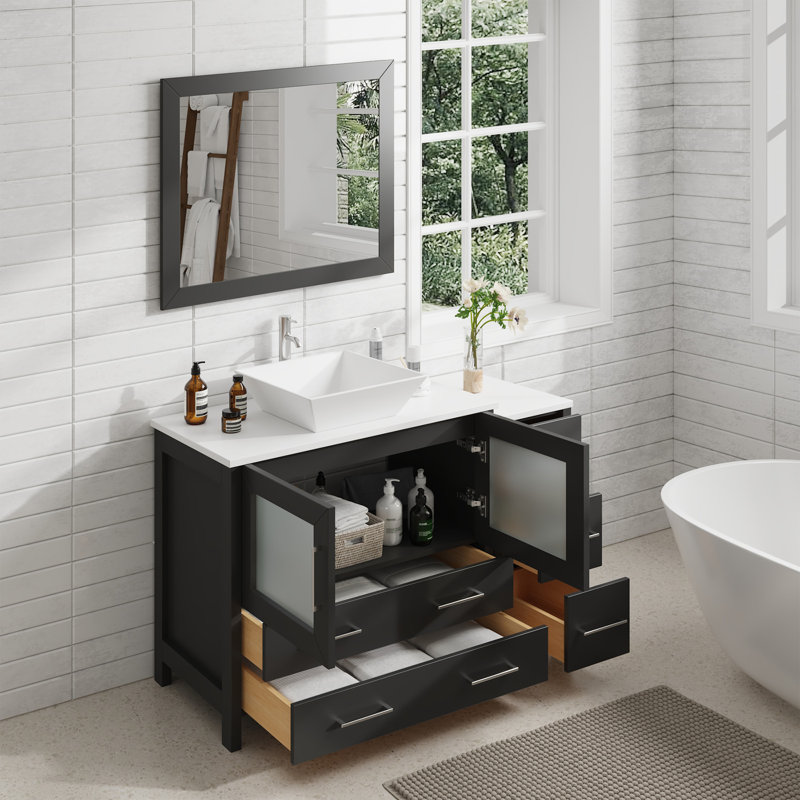  Ensemble de meuble-lavabo simple 48 "avec miroir, Espresso