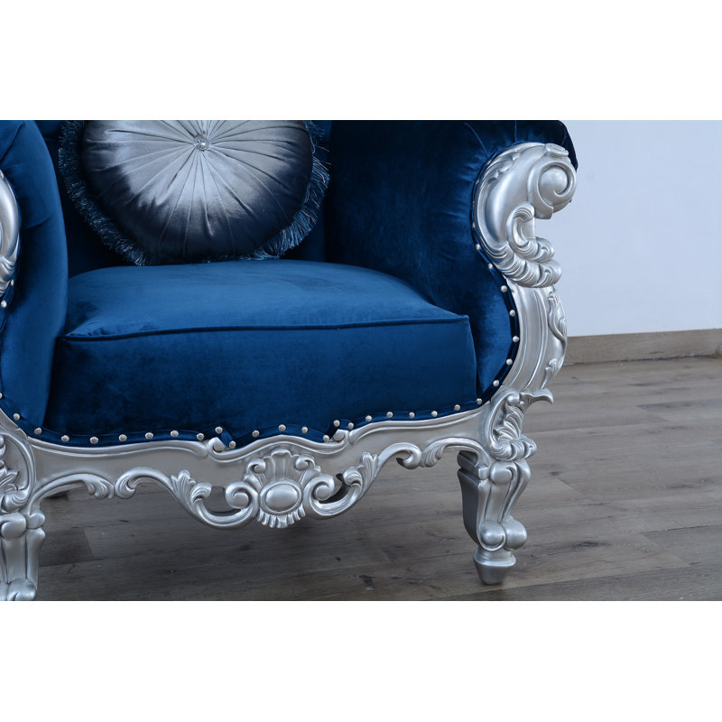 Sylvania Velvet Armchair, Blue