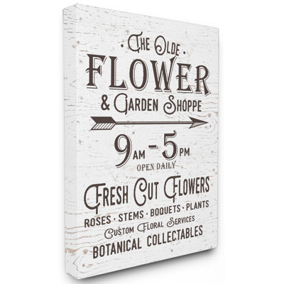 «The Old Flower and Garden Shop», reproduction d'art textuel sur toile