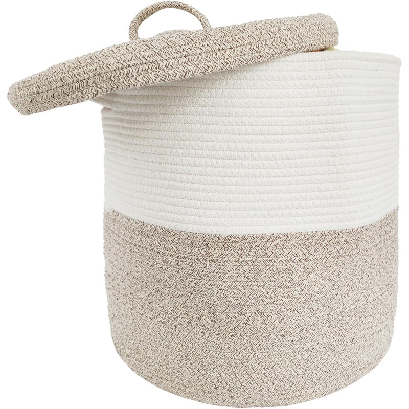 Grand panier de rangement tissé 60l avec couvercle