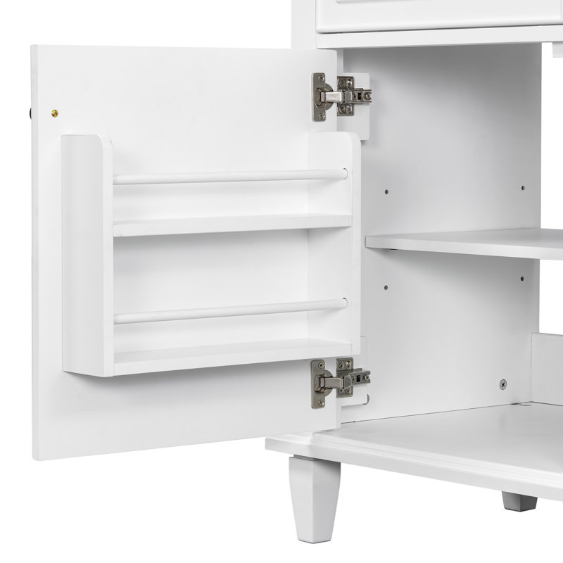 Meuble-lavabo 36 po avec plateau en céramique, tiroirs rabattables et tablette réglable, Blanc/Noir