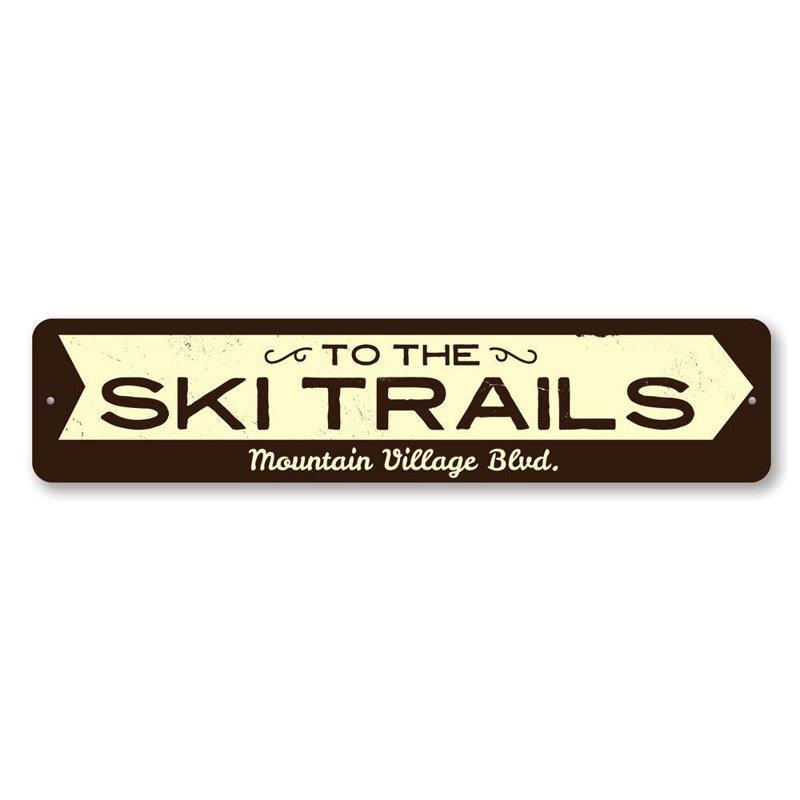 Enseigne en aluminium To To Ski Trails Arrow, H 4 po x l 18 po x P 0,04 po