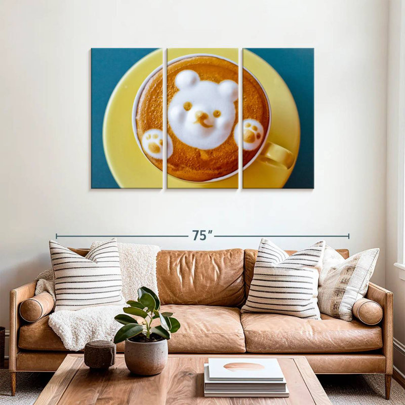 Yarlin Bear Latte Coffee, 36" H x 57" W