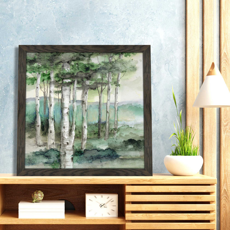 Bear Mountain par Nan - Peinture, L 31,5 po x H 31,5 po, Encadrement brun