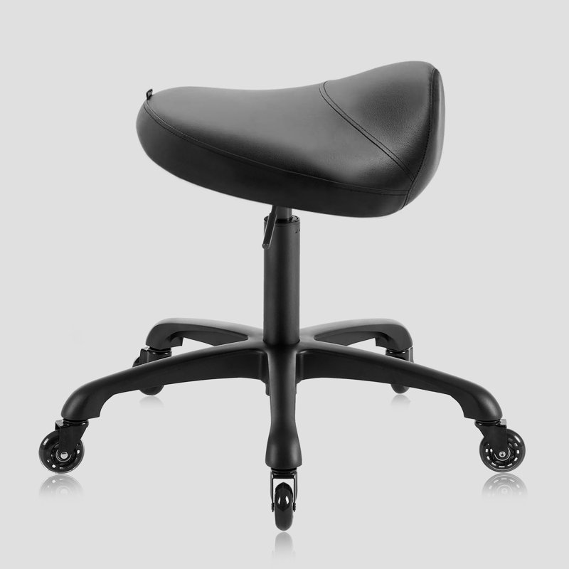 Latitude Run® Heavy-duty Ergonomic Pneumatic Swivel Rolling Saddle Stool With Extra Wide Seat For Hygienic Clinic Spa Massage Home And Office - 505 Kimo (black)