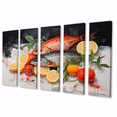 Seafood Cuisine II - Seafood Wall Decor - 5 Equal Panels