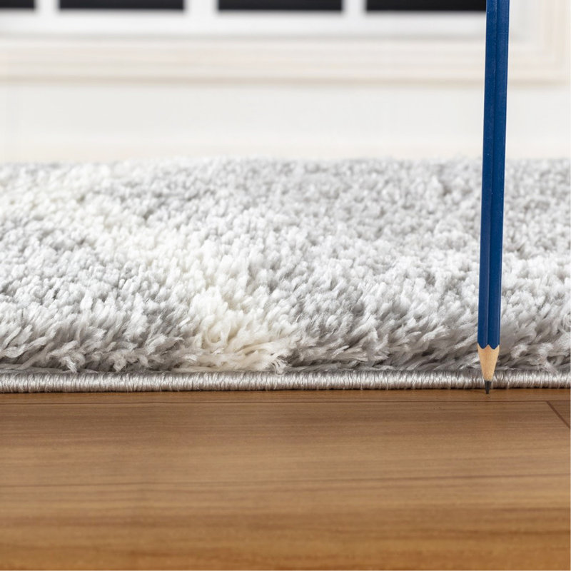 Grey Shaggy Area Rug, Rectangle 5'3" x 7'