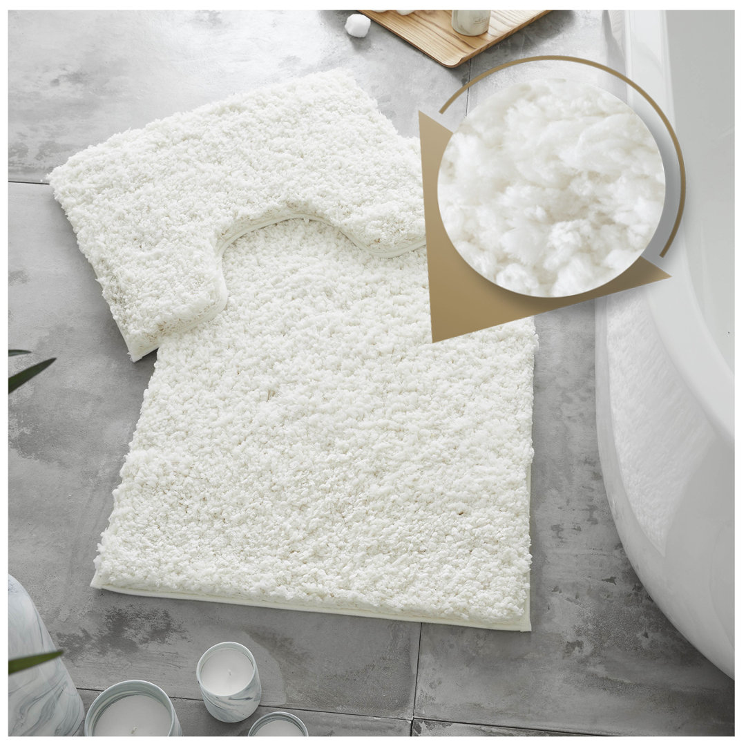 Luxury Zero Twist Bath Mat Set 2 Piece Plush Microfiber Bathroom Rug & Pedestal Mat Non Slip Absorbent Washable