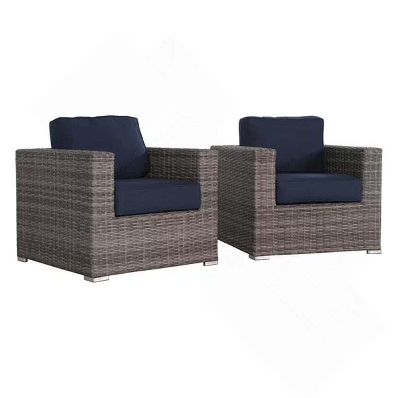 Fauteuil club en osier gris Sunbrella