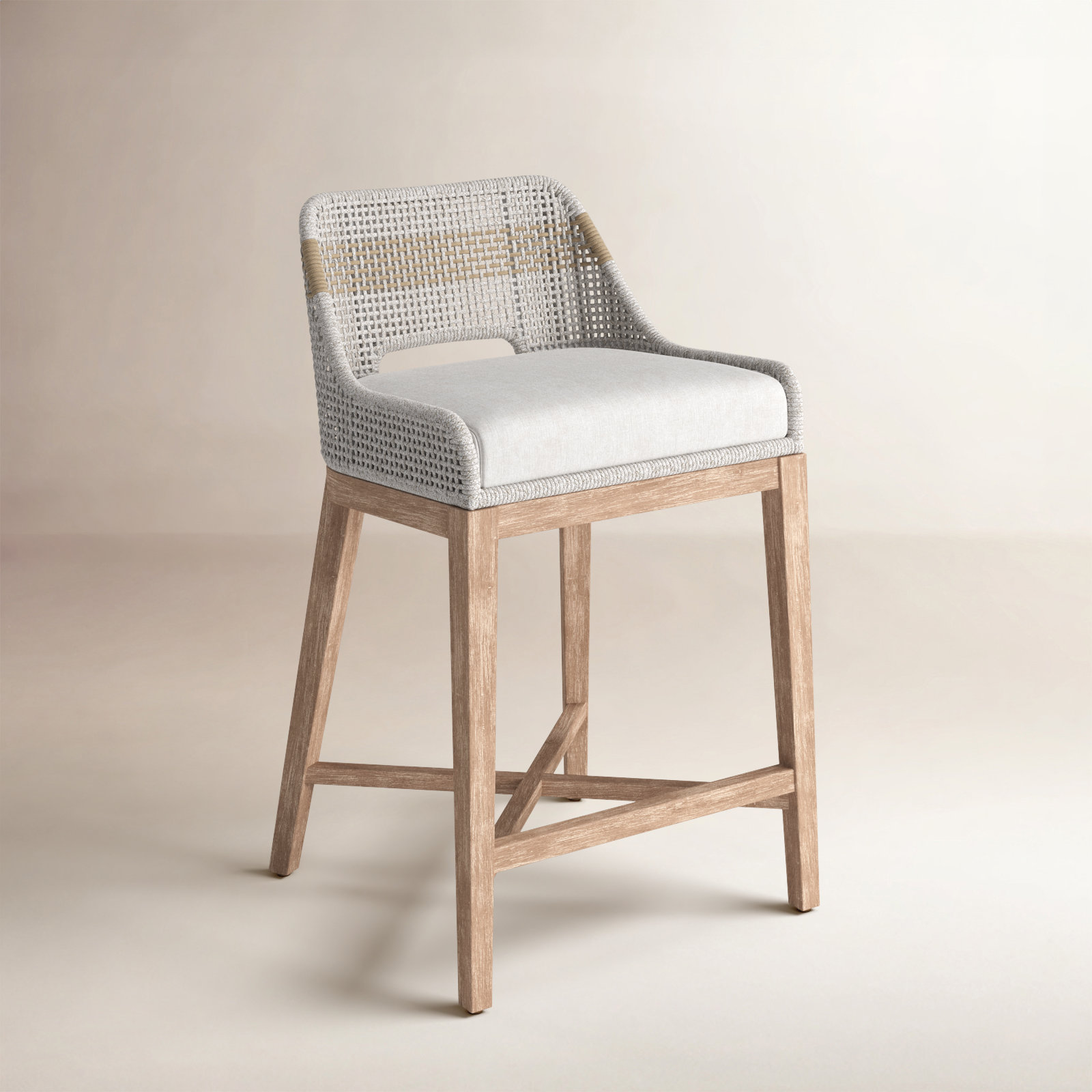 Bowker Bar and Counter Stool, Counter Stool (26" Seat Height), Taupe & White / Pumice