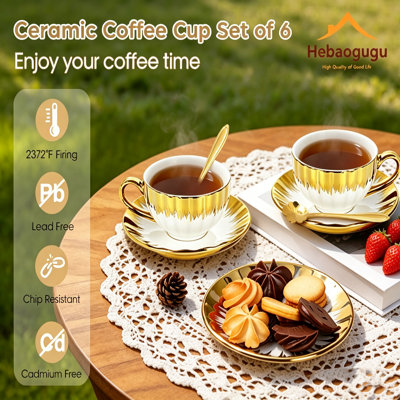 7.44 fl oz Pumpkin Shaped Glossy White Ceramic Coffee Tea Cups