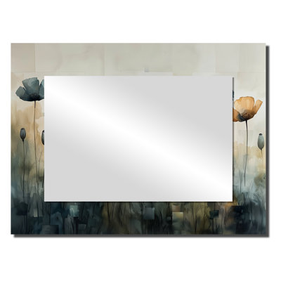 Winter Minimalism Poppies Field II - Floral Mirror Wall Decor - Printed On Metal
