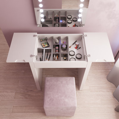 Coiffeuse en bois massif avec tabouret Maximo