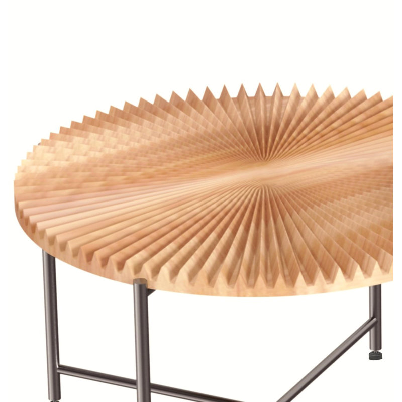 Radial wood pattern top 2 piece table set, Red Cedar Brown