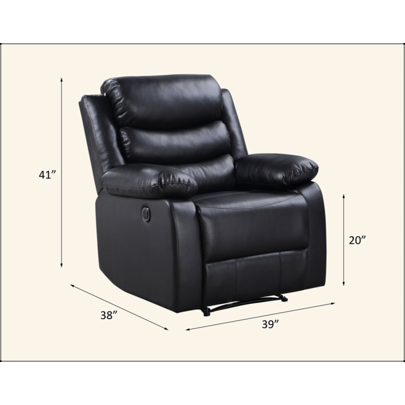 Synthetic Leather Power Motion Recliner, Black