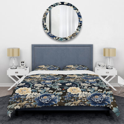 Design Art Ming Dynasty Reverence Iii Duvet Cover Set In Blue;beige