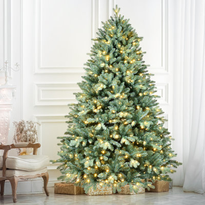 Arbre de Noël artificiel épinette bleu pré-éclairé