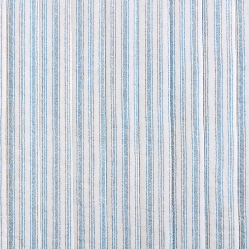 Coleridge Stripe Light Blue Cotton Full Quilt Set