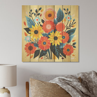 Boho jaune tournesol élégant Elegance III - tournesol sur bois