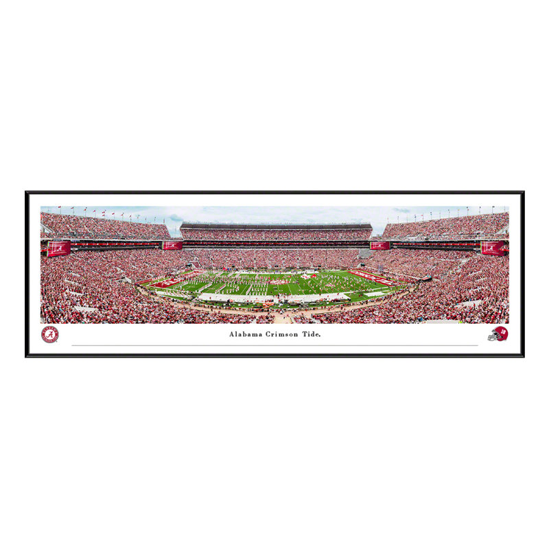 Alabama Football, impression panoramique, H 13,75 po x l 40,25 po x P 0,38 po, Cadre noir