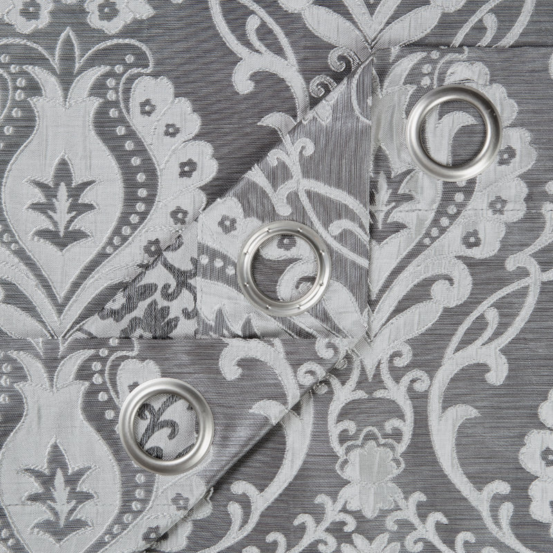Ivanbrook Damask Room Darkenning Grommet Curtain, 52" W x 63" L, Slate