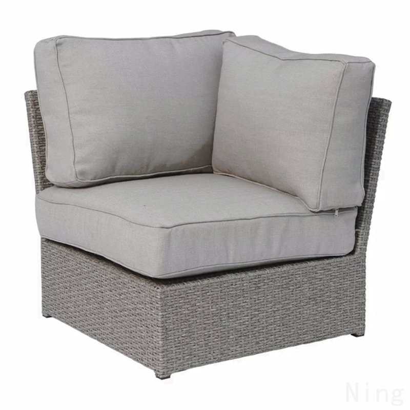Fully Assembled Corner Wedge Patio Chair With Cushions, Gray Cushion/Gray Frame
