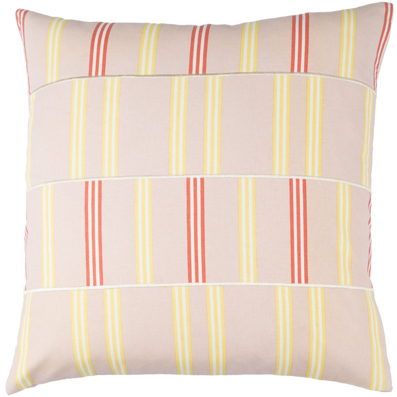 Lina Cotton Geometric Throw Pillow, Pink/Yellow, 20" H x 20" W x 1" D