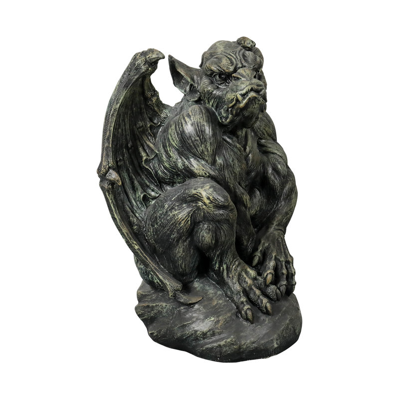 SunJet 23.2" Concrete Large Silas Sentinel Gargoyle Guardian Sculpture