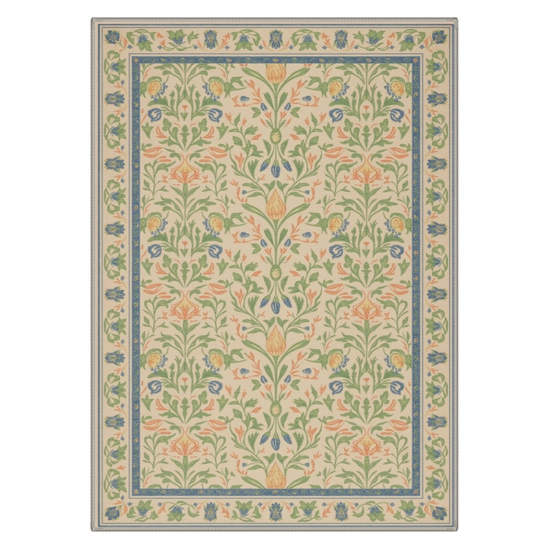 Vineyard Vintage Floral Machine Washable Sage Indoor Area Rug With Non-Slip Backing, Rectangle 9' x 12'