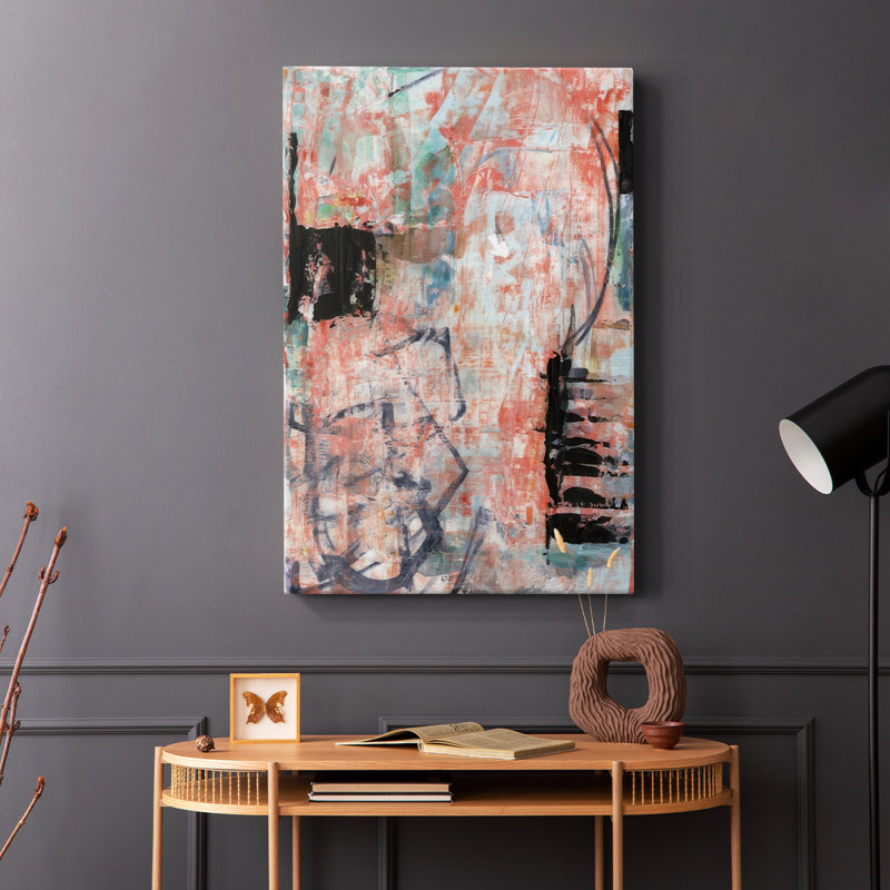 Tangerine & Teal I -Gallery Wrapped Cavas, 18" H x 12" W