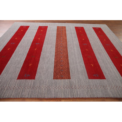 Tapis oriental rayé Gabbeh 8 x 10