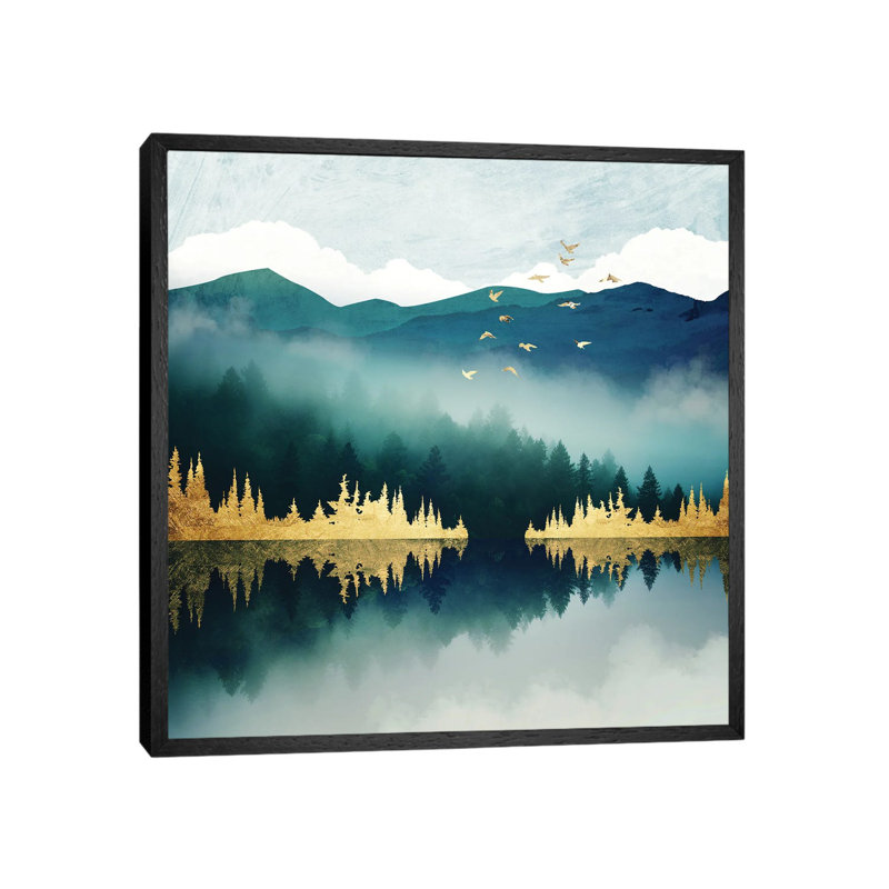 Mist Reflection - Print on Canvas, 45.72 cm H x 45.72 cm W, Black Framed
