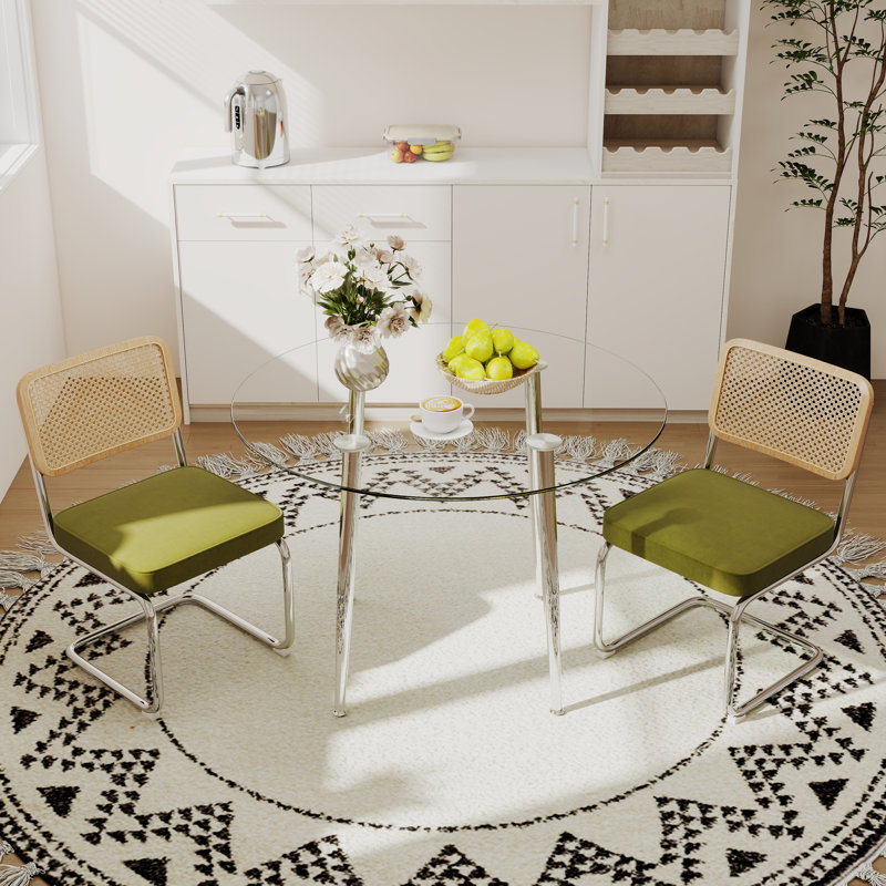 Ensemble de salle à manger 5 pièces, H 29,5 po x L 36 po x l 36 po, Vert, 3 pièces : Table, 2 chaises