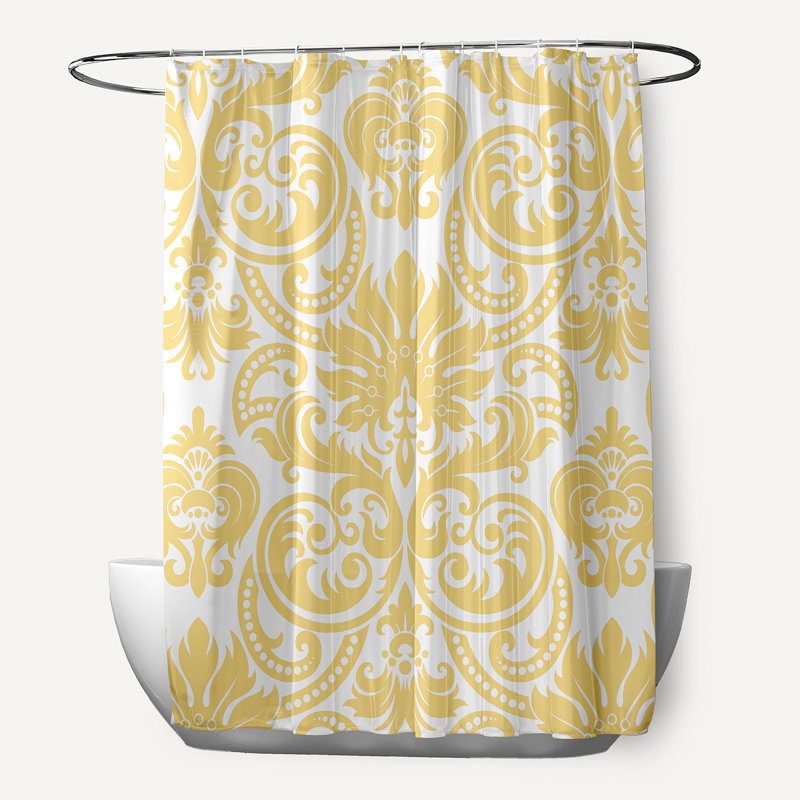 Rideau de douche Circleville Floral par E by Design, Jaune