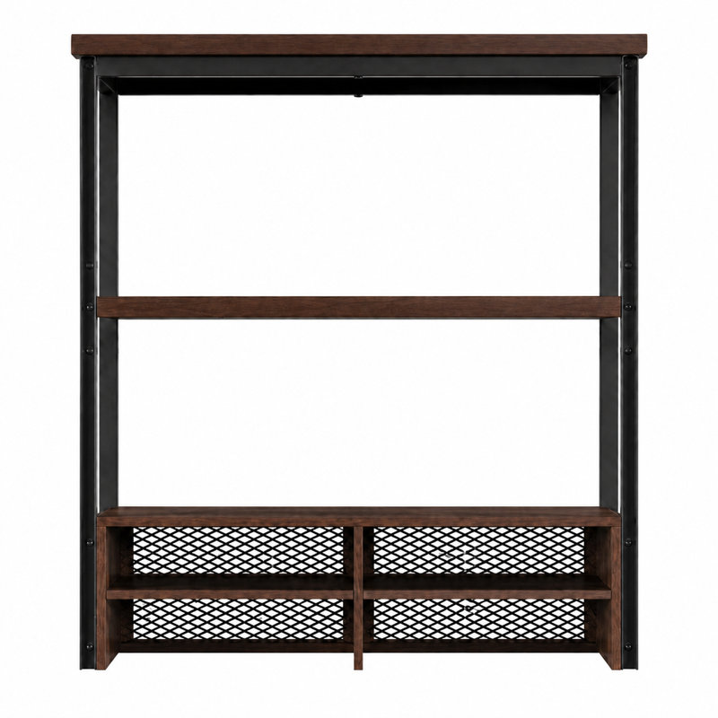 Wood Library Hutch With Adjustable Shelf, Brown