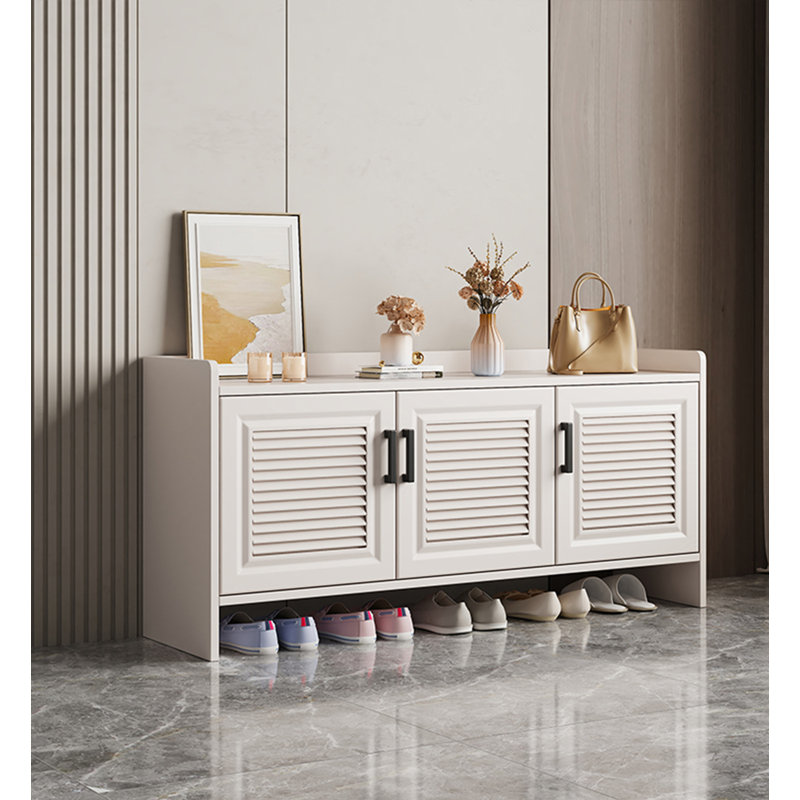 Banc de rangement moderne pour chaussures en alliage d'aluminium, Blanc