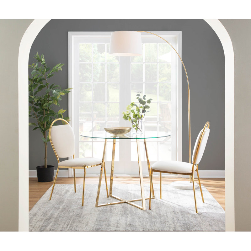 74.00'' Arched Floor Lamp Set, White/Gold, White