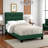Leandro Transitional Twin Size Green Velvet Bed, 45.51'' H X 42.79'' W X 80.02'' L