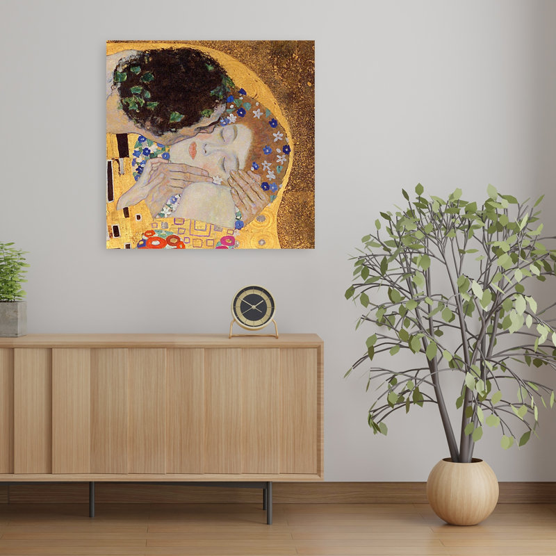 Le Baiser, estampe d'art mural abstrait contemporain de 1907-1908, H 32 po x l 32 po