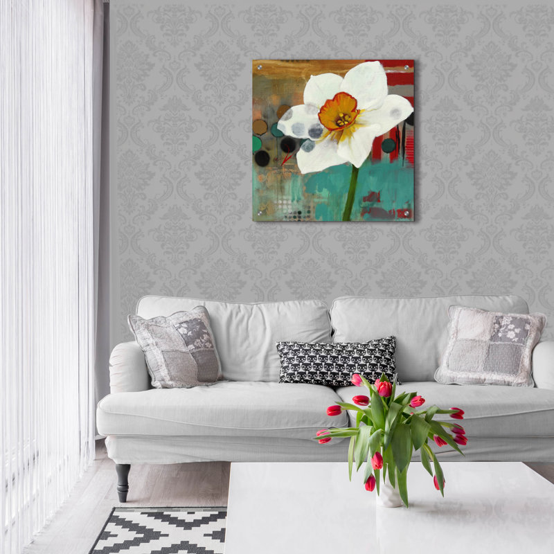 «Daffodil Mannerismes» par Jennifer Rasmusson, art mural en verre acrylique, H 24 po x l 24 po x P 0,2 po