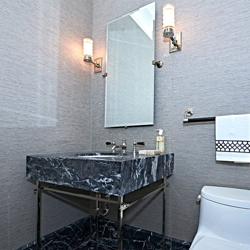 Connaught Black Lever Widespread Bathroom Faucet, Polished Chrome