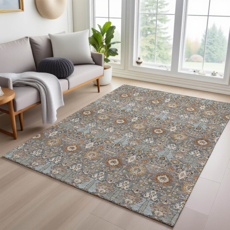 Machine Washable Indoor/Outdoor Brenden ACN2251 Global Rug, Rectangle 9' x 12'