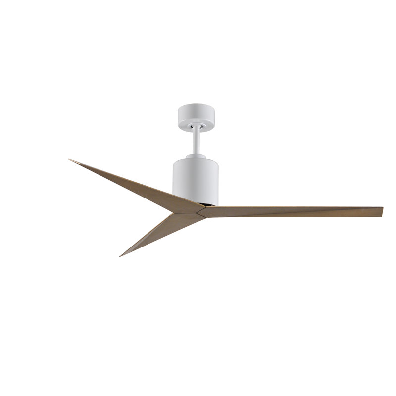 Eliza Outdoor Downrod Ceiling Fan, Gloss White, Gray Ash Tone